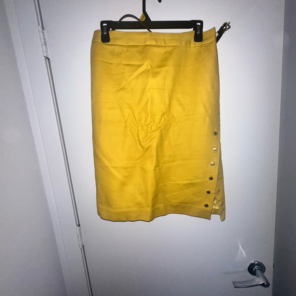 Worthington Bright Yellow Button-Accent Pencil Skirt